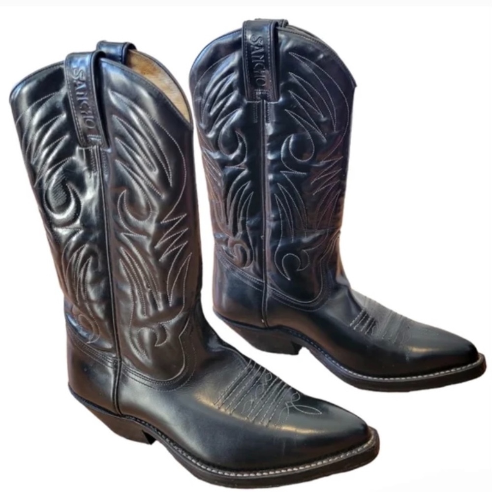 Sancho Women's Cowboy Western Leather Boots Black Size 37.